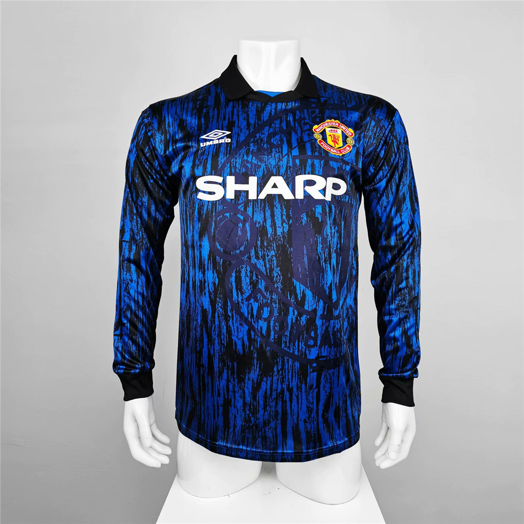 AAA Quality Manchester Utd 92/93 Away Blue Long Jersey